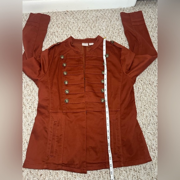 Chico’s Brown Military Field Jacket with Stand-Up Collar size 4/6 - Picture 11 of 12